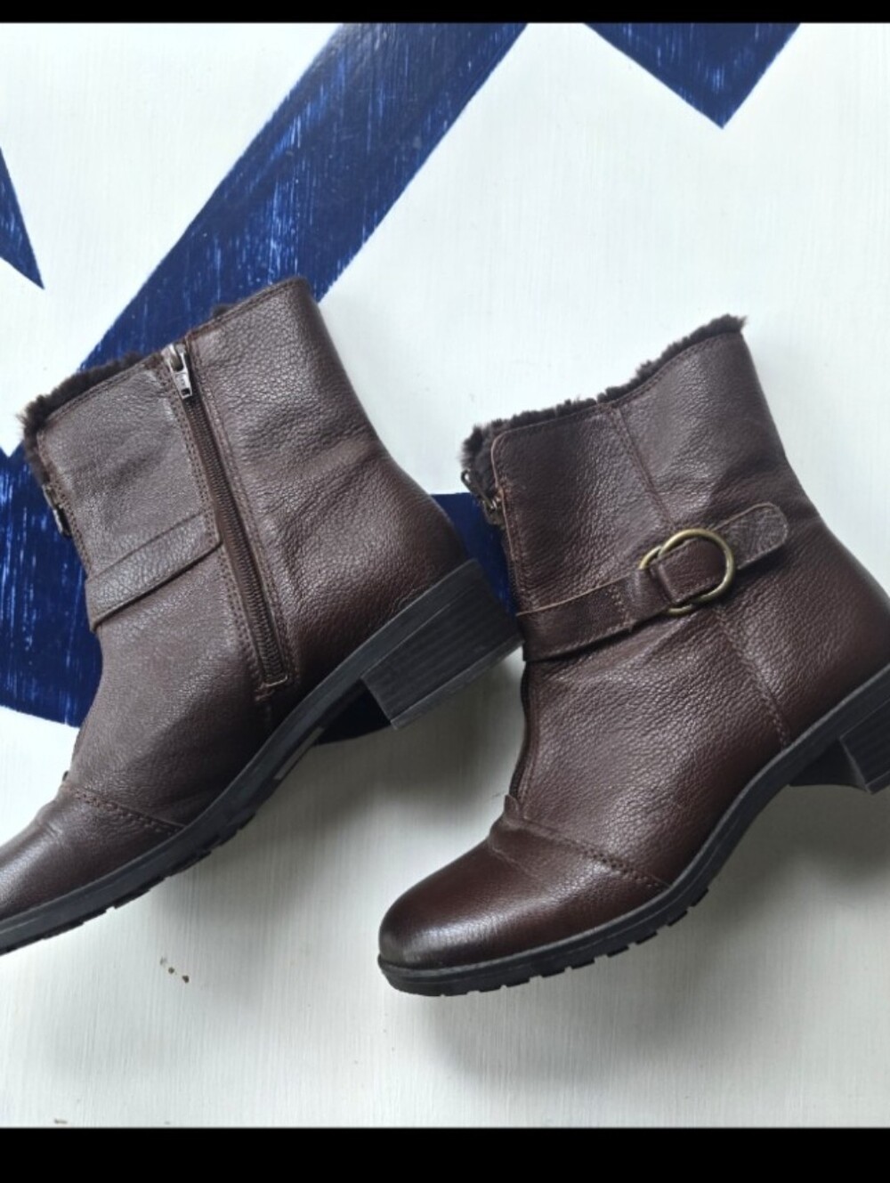 Naturalizer Madera Brown Leather Faux Fur Lined Ankle Boot Size US 8.5